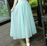 Women Chiffon Long Skirts 2020 Summer New Solid All-Match Beach Skirt Autumn Elegant Maxi Skirts Plus Size Black Blue Pink