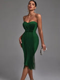 Bandage Dress 2022 New Women Green Bandage Dress Bodycon Elegant Sexy Evening Party Dress Summer High Quality