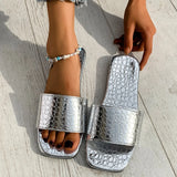 Slippers Women's New Summer 2025 New Square Head Down With Stone-Sprint Cold