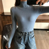 Autumn Winter Thick Sweater Women Knitted Ribbed Pullover Sweater Long Sleeve Turtleneck Slim Jumper Soft Warm Pull