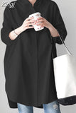 New Autumn Spring Long Sleeve Shirt Casual Loose Oversize Long Shirt Women Tops Fashion Irregular Solid White Clothes