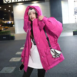 Women Winter Tooling Hooded Down Jacket Women's Korean Version Solid Colors Loose Thick Warm Down Puffer