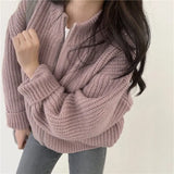 Streetwear Women Fashion Harajuku Zipper Cardigan Sweater Vintage Loose Solid Y2k Top Autumn Winter Casual Korean