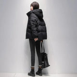 90% White Duck Down Jacket Women Short Loose Puffer Coat Hooded Thick Warm Female Casual Feather Parkas