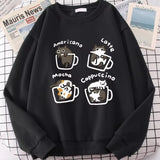 Coffee Cute Kitten Print Oversized SweatshirtOutfit