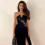 New Sexy Strapless Bandages Dress Women Beading Bodycon Clothing Celebrity Club Party Elegant
