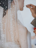 2M Length Pearls Wedding Veil Tulle 1T White Bridal Veil Elegant Bride Veil Ivory Bridal Party Veils With