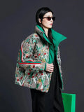 Winter European Fashion Brand Color Splicing Printed High-End Down Jacket Female Thick White Duck Down Short Women's