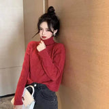 Women's Turtleneck 2022 Casual Solid Cropped Sweater Korean Fashion Spring/Autumn Thin Lady Sweaters Knitted Pullover