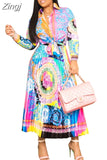 Piece Sets Women Long Sleeve Shirt And Long Skirts Suits Flower Print Tops Vintage Skirt Sets For Elegant Women's Sets 2