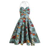 Halter Swing Casual Summer Dress Women Spring Sleeveless Cotton 50s 60s A Line Office OL Tunic Party Casual