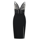 Beading Bandages Dress 2022 New Women Bodycon Strapless Clothes Club Celebrity Party Elegant