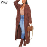 New Winter Warm Sweater Coat Women's cardigans Casual Long Knitted Cardigan Sweater Jacket Loose V-Neck