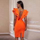 Dress Women's Summer Party Dress Orange Black Red White Ruffles Ladies Sexy Bodycon Dress Evening Club Birthday
