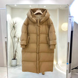 Down Jacket Women Hooded Coat 2023 Winter New Loose Girls' Jacket Thick Windbreak 90 white duck Down