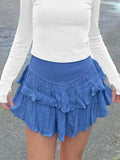 Smock Tiered Ruffle Mini Skirt-Outfit