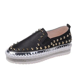 Flats Loafers Shoes Comfortable Leather Casual Shoes New Rivet Slip on Flat Shoes Women's Sports Shoes Zapatillas