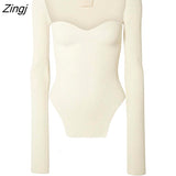 2023 new Autumn and Fit fashion women clothes cashmere sqaure collar full sleeves elastic high waist sexy pullover