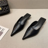 Spring New Temperament Show Thin Pointed Cat And Baotou Cool Slippers Women Wear Fine And Leisure Muller Half