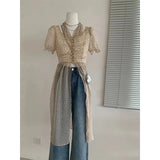 Sweet Floral Dress Women Streetwear Slit Sheer Halter A Line Midi Dresses Korean Summer Holiday Slim Casual Thin