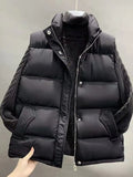 Simple Down Coats Women Autumn And Winter Solid Color Turn Down Collar Zipper Sleeveless Puffer Jacket Chaquetas