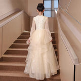 Dress Light Luxury Niche Banquet Host Graduation Dress 2025 New Champagne Long-Sleeved Art Exam