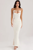 Quality Satin Bodycon Corset Dress Women Summer Hollow Out Midi Party Dress 2022 New Arrivals House of Cb White