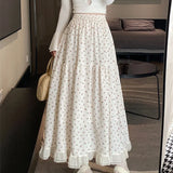 Aesthetic Floral Ruffled Maxi Skirt Outfit