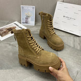 Boots Suede Leather Women Flat Platform Short Boots Ladies Shoes Fashion Autumn Winter Boots Platform