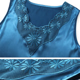 Woman Blouse V-neck Silk Embroidery Pretty and Cheap Women's Blouses 2023 Satin Shirts Tops Sleeveless Female