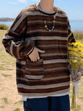 Men's Pocket Striped Knit Sweater- Outfit