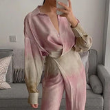 Fashion Tie dye Blouse Women 2021 V Neck Drop Sleeve Casual Shirt Sid Split Loose Top Femme Vintage Oversized Blusas
