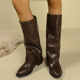 Pointed Thick And Folded Fashion Boots Femininity Maillard Comfortable Sleeves Thin Women's