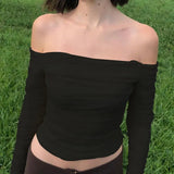 Zingj New Hot Selling Sexy Shoulder Slim Mesh Horn Sleeve Long Sleeve Crop