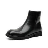 Zingj Men's Shoes Summer Shorts British Square Head Black Zip Booshoe