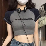 Vintage Raglan Short Sleeve Crop TopOutfit