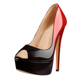 Onlymaker Women's Peep Toe Pumps Platform Fashion Spike Pumps Extremely High Heel Party Wedding Slip On Shoes Big Size
