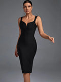 Bandage Dress 2022 Women Midi Bandage Dress Bodycon Elegant Sexy v Shaped Evening Party Dress Summer Birthday Club