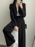 Women's Trouser Suit New Suit Suit Chic and Elegant Trouser Suit Korean Lapel Button High Waist Fashion Two-piece