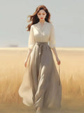 Light Luxury Shirt Dress Set 2023 Autumn New Elegant Fashion Long Sleeve High Waist Lace-up Casual Chic Female