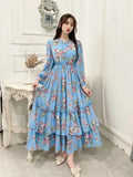 Shooting 2025 Summer Temperament Long Nine-Sleeve Chiffon Cake Dress Oversized Dress