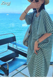 Square Neck Plaid Puff Sleeve Loose Casual Dress Summer Women Korean Ladies Chic 2023 New Dresses Elegant Woman
