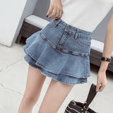 Denim Mini Skirts Women Summer Sexy Solid Colour Ball Gown Skirts Jeans Female Casual Pocket Slim A-line Mini