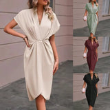 V-Neck Temperament Elegant Irregular Sleeves Of Pure Color Bag