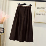 Long Skirts Women Classy Tender Retro Autumn College Ladies Cozy Ins Prevalent Basic Leisure All-Match Feminino