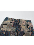 Women Harajuku Bear Pattern Skirts Korean High Waist A-Line Falda Mujer Vintage Jacquard Cartoon Streetwear Trendy Female