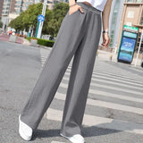 Cotton Linen Oversize Streetwear Women Wide Leg Pants Summer Elastic High Waist Y2k Trousers Loose Harajuku Casual