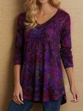 Stylish Women's Floral V-neck Loose