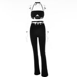 Summer Sexy Trouser Set Women White Halter Sleeveless Tank Top And Stretch Pants Sets Ladies Streetwear Slim