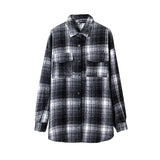 2021 Vintage Plaid Shirts Women oversized shirts Female Blouse Tops plus size clothing Long Sleeve